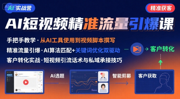 AI+短视频引爆精准客户实战营，手把手教你引爆Ai短视频精准流量-hcnxn