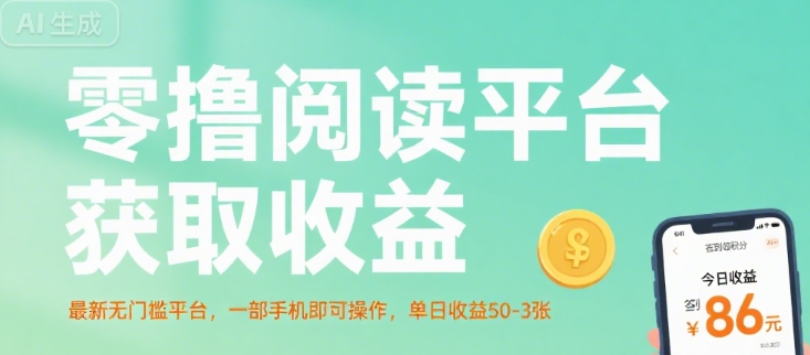 零撸阅读平台获取收益，最新无门槛平台，一部手机即可操作，单日收益50-3张【揭秘】-hcnxn