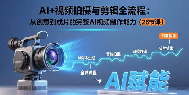 AI+视频拍摄与剪辑全流程：从创意到成片的完整AI视频制作能力(25节课-hcnxn