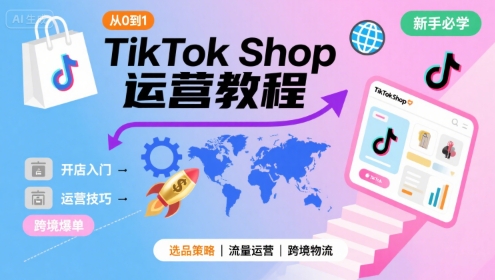 TikTok Shop从0到1运营教程，TikTok跨境电商新手必学课程-hcnxn