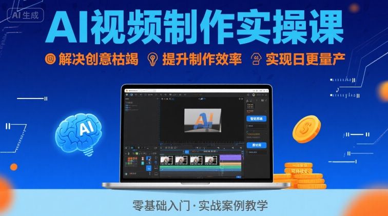 Ai视频制作实操课，解决创意枯竭、效率低下痛点，实现日更量产可持续变现-hcnxn