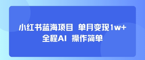 小红书蓝海项目 单月变现1w+ 全程AI 操作简单-hcnxn