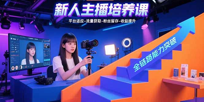 新人主播培养课：平台适应-流量获取-粉丝留存-收益提升 全链路能力突破-hcnxn