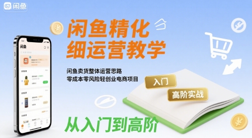 闲鱼精细化运营入门+高阶实战教学，闲鱼卖货整体运营思路，零成本零风险轻创业电商项目-hcnxn
