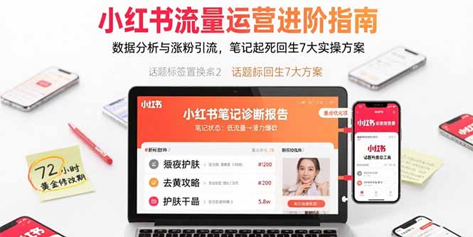 小红书流量运营进阶指南，数据分析与涨粉引流，笔记起死回生7大实操方案-hcnxn