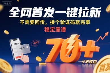 全网首发一键拉新项目，不需要回传，接个验证码就完事，稳定靠谱，一小时收益70+【揭秘】-hcnxn