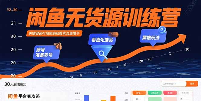 闲鱼无货源训练营：账号准备养号/垂直化选品/黑搜玩法，0基础30天盈利指南-hcnxn