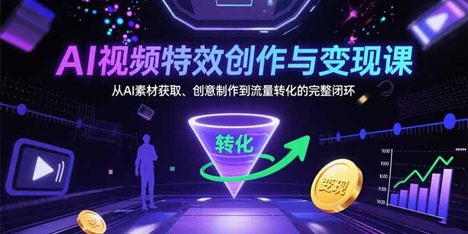 AI视频特效创作与变现课：从AI素材获取、创意制作到流量转化的完整闭环-hcnxn