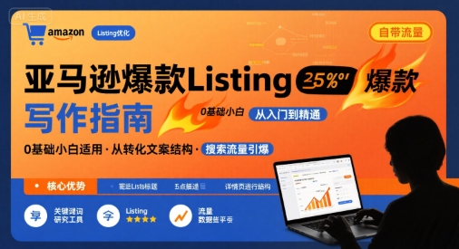亚马逊爆款Listing写作方法，亚马逊0基础小白也能写爆款自带流量的Listing-hcnxn