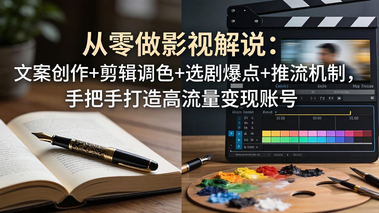 从零做影视解说：文案创作+剪辑调色+选剧爆点+推流机制，手把手打造高流量变现账号-hcnxn