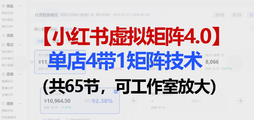 小红书虚拟矩阵4.0技术：单店4带1矩阵(共65节，可工作室放大)-hcnxn