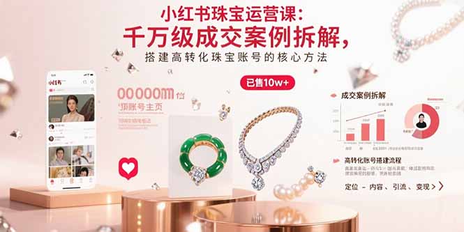 小红书珠宝运营课：千万级成交案例拆解，搭建高转化珠宝账号的核心方法-hcnxn