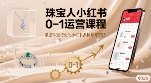 珠宝人小红书0-1运营课程，掌握珠宝行业的小红书多种账号玩法-hcnxn