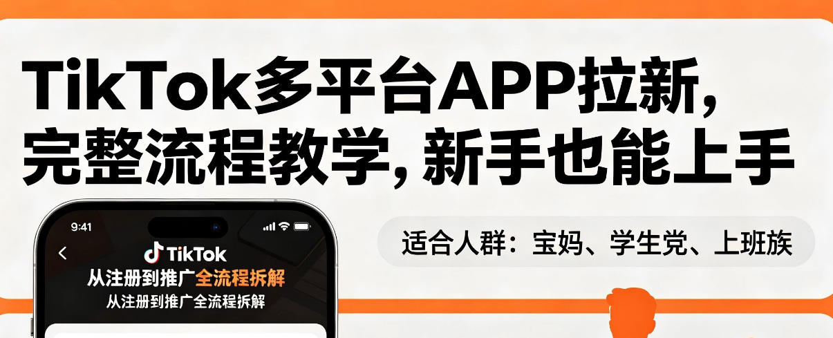 TikTok多平台APP拉新，完整流程教学，新手也能上手，轻松出海搞美金-hcnxn