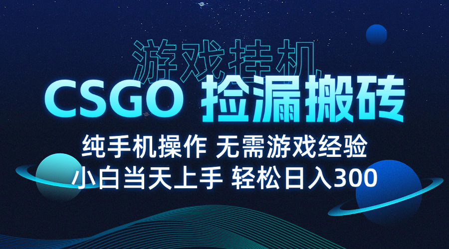8月最新游戏搬砖，CSGO纯挂机，不需要玩游戏，实现真挂机，月入1W+-hcnxn