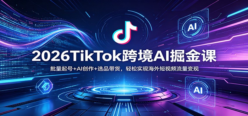 2026TikTok跨境AI掘金课：批量起号+AI创作+选品带货，轻松实现海外短视频流量变现-hcnxn
