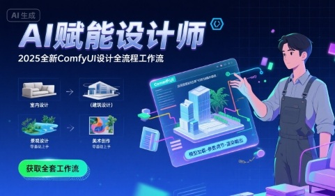 AI赋能设计师， 2025全新comfyui设计全流程工作流 ，室内-建筑-景观-美术，零基础直接上手-hcnxn