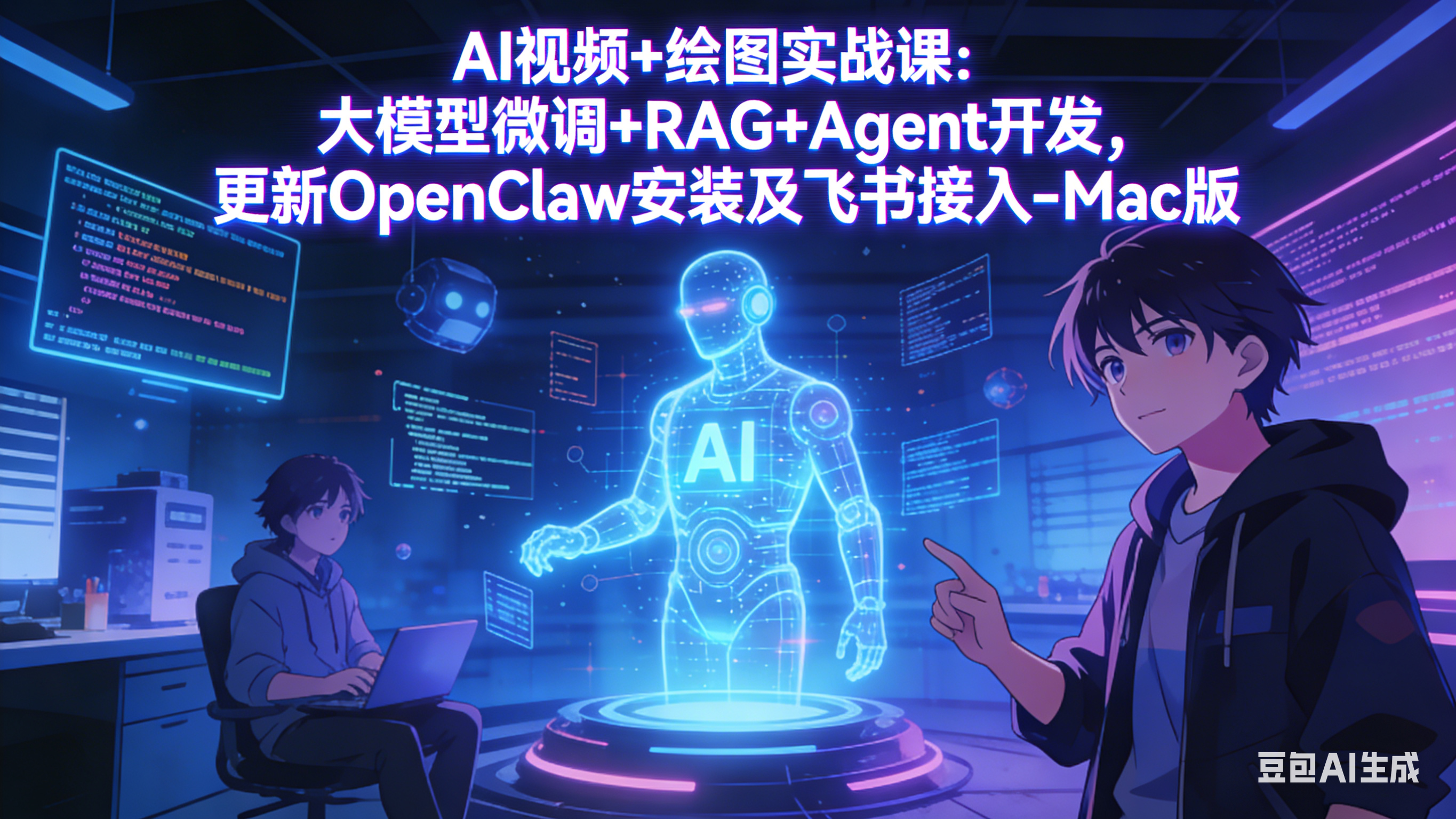AI视频+绘图实战课：大模型微调+RAG+Agent开发，更新OpenClaw安装及飞书接入-Mac版-hcnxn
