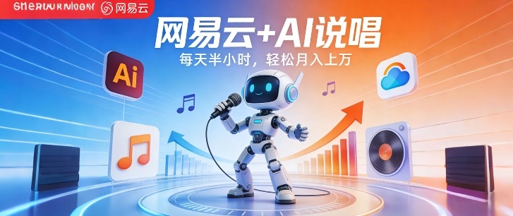 网易云+AI说唱，每天半小时，AI内容创作+流量变现，轻松月入1W-hcnxn