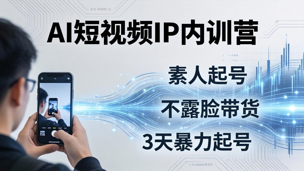 2026AI短视频IP内训营：从素人起号到不露脸带货，3天暴力起号全流程拆解-hcnxn