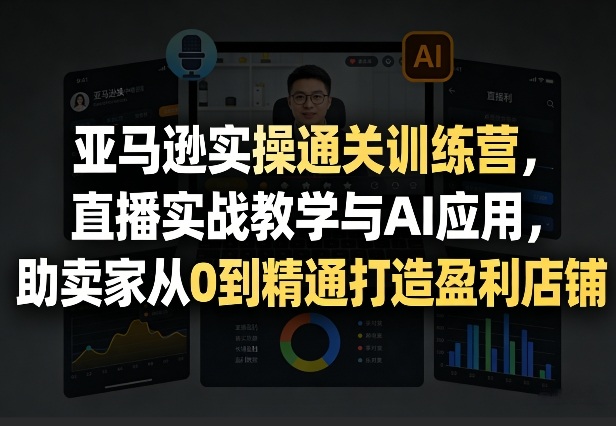 亚马逊实操通关训练营，直播实战教学与AI应用，助卖家从0到精通打造盈利店铺(更新3月)-hcnxn