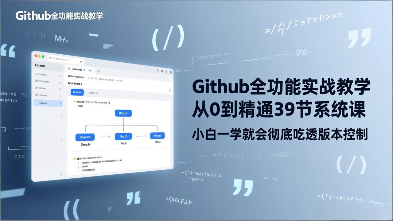 GitHub-全功能实战教学，从0到精通39节系统课，小白一学就会彻底吃透版本控制-hcnxn