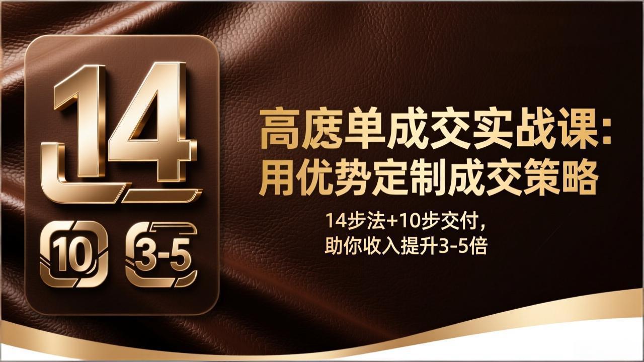 高客单成交实战课：用优势定制成交策略，14步法+10步交付，助你收入提升3-5倍-hcnxn