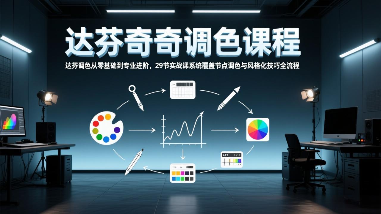 达芬奇调色从零基础到专业进阶，29节实战课系统覆盖节点调色与风格化技巧全流程-hcnxn