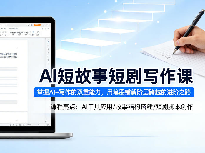 AI短故事短剧写作课，掌握AI+写作的双重能力，用笔墨铺就阶层跨越的进阶之路-hcnxn