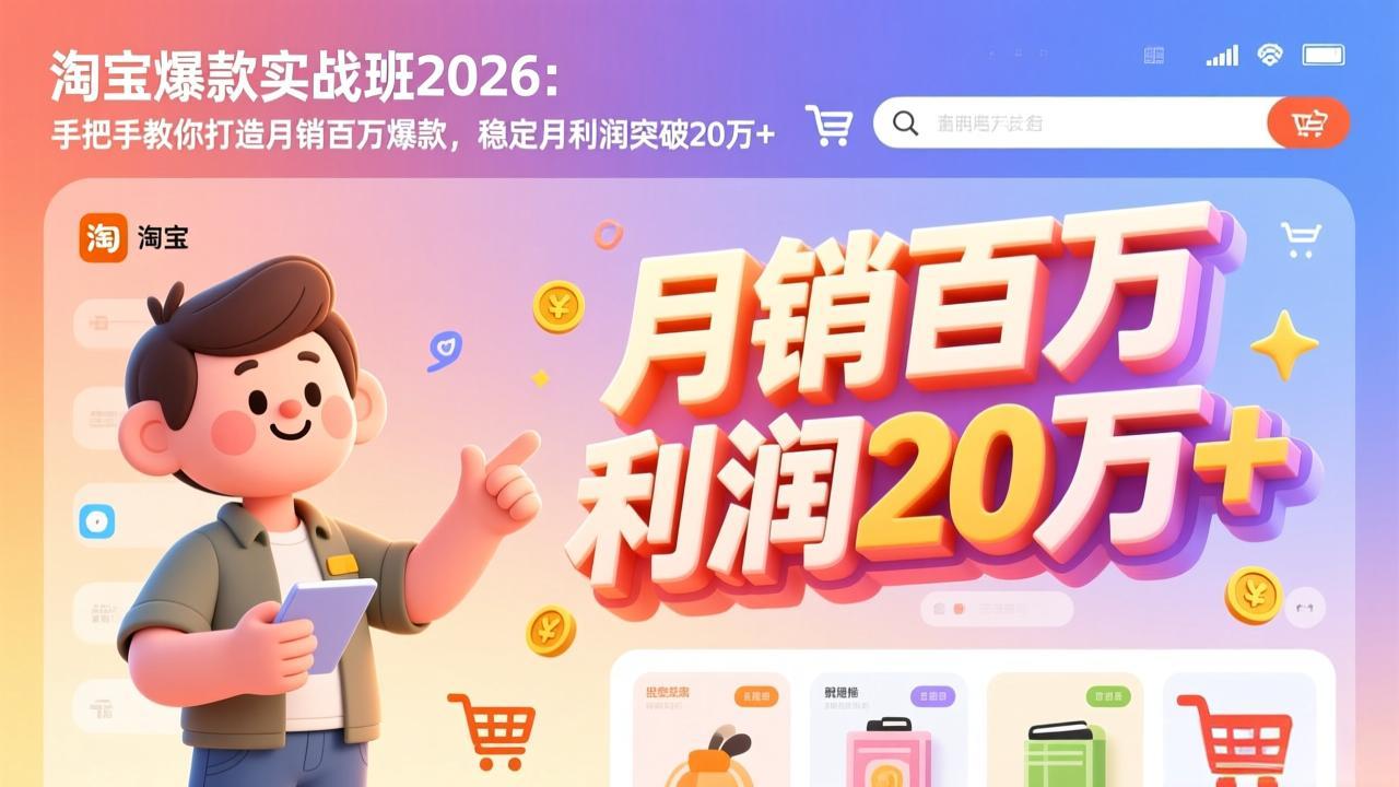 淘宝爆款实战班-2026年3月更新：手把手教你打造月销百万爆款，稳定月利润突破20万+-hcnxn