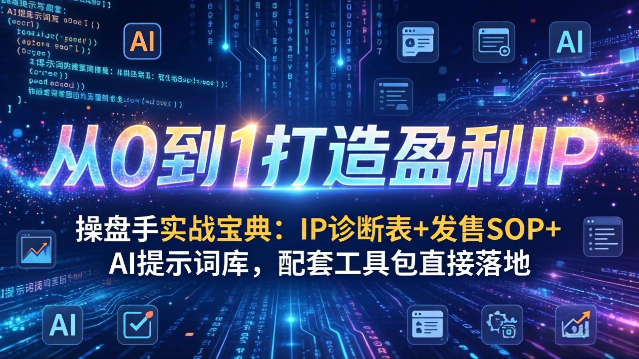 操盘手实战宝典：IP诊断表+发售SOP+AI提示词库，配套工具包直接落地，从0到1打造盈利IP-hcnxn