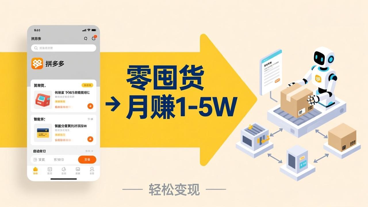 不用囤货不用跑单！拼多多虚拟玩法，机器人管理发货和客服，帮你月赚 1-5W-hcnxn