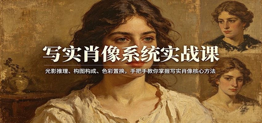写实肖像系统实战课：光影推理、构图构成、色彩置换，手把手教你掌握写实肖像核心方法-hcnxn