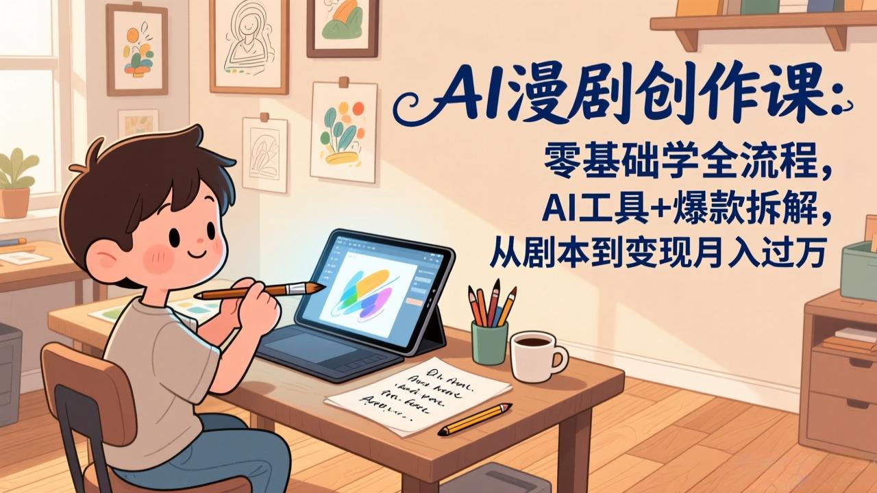 AI漫剧创作课：零基础学全流程，AI工具+爆款拆解，从剧本到变现月入过万-hcnxn