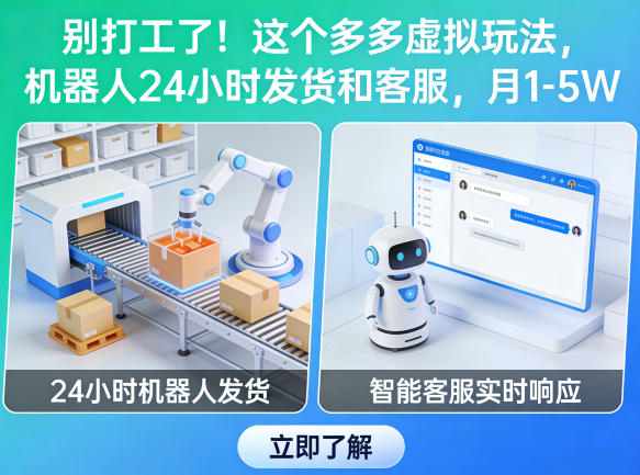 别打工了！这个多多虚拟玩法，机器人24小时发货和客服，月1-5W【揭秘】-hcnxn