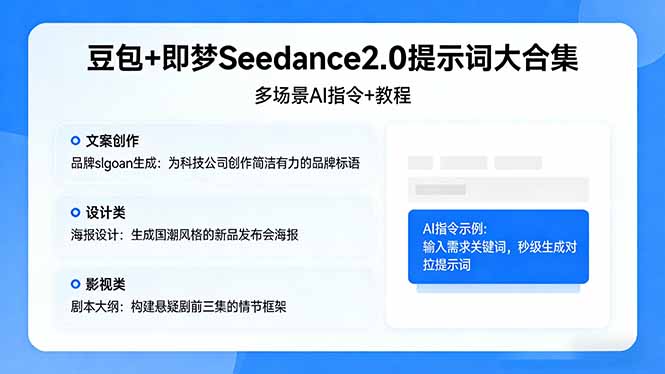 豆包+即梦Seedance2.0提示词大合集：多场景AI指令+教程，解锁文案、设计、影视高效创作-hcnxn