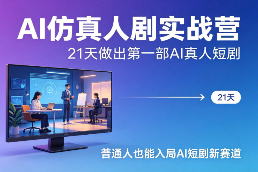 AI仿真人剧实战营，21天做出第一部AI真人短剧，普通人也能入局AI短剧新赛道-hcnxn