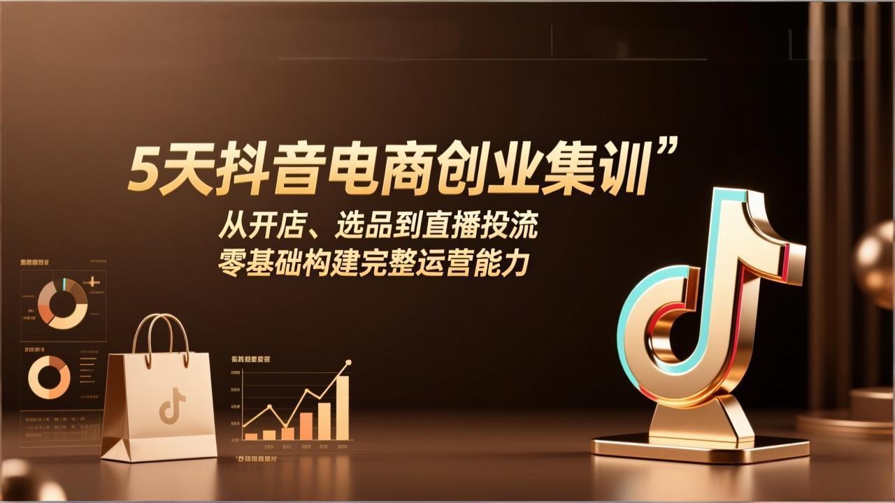 5天抖音电商创业集训：从开店、选品到直播投流，零基础构建完整运营能力-hcnxn