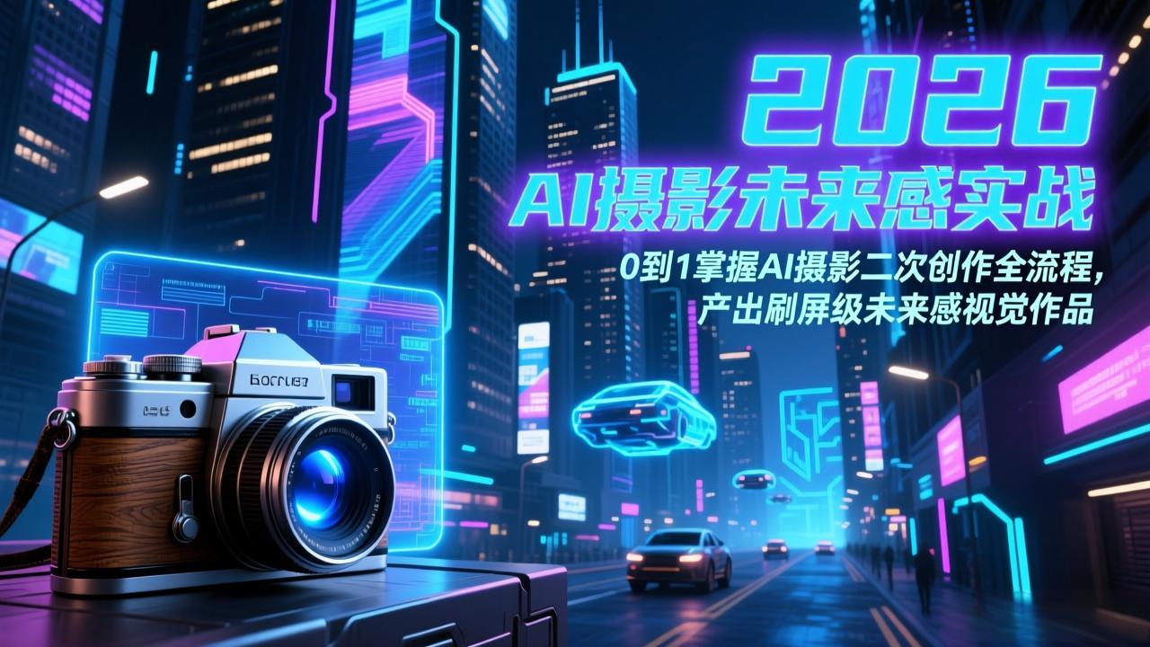 2026 AI摄影未来感实战：0到1掌握AI摄影二次创作全流程，产出刷屏级未来感视觉作品-hcnxn