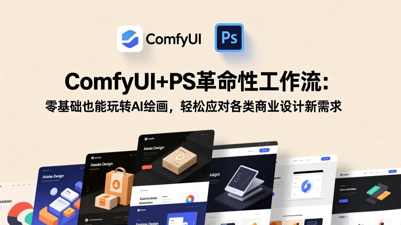 ComfyUI+PS革命性工作流：零基础也能玩转AI绘画，轻松应对各类商业设计新需求-hcnxn