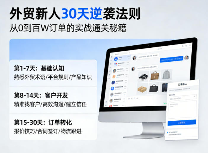 外贸新人30天逆袭法则，教你从0到百W订单的实战通关秘籍-hcnxn