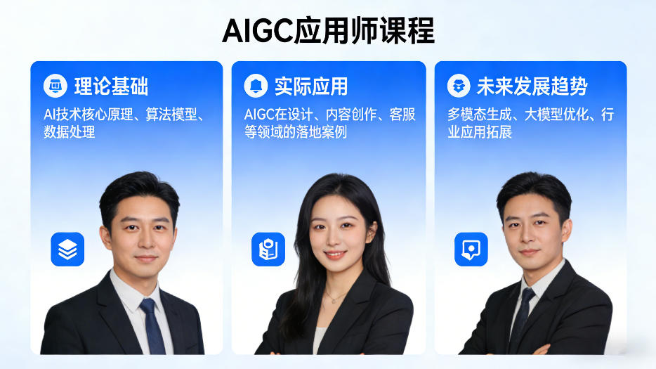 AIGC应用师课程，覆盖了AI技术的理论基础、实际应用、以及未来发展趋势-hcnxn