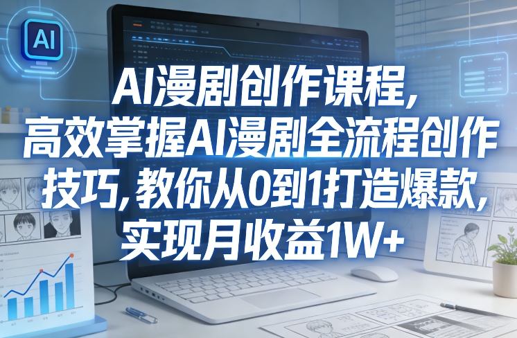 某社群AI漫剧创作课程，高效掌握AI漫剧全流程创作技巧，教你从0到1打造爆款，实现月收益1W+-hcnxn