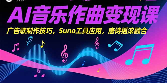 AI音乐作曲变现课，广告歌制作技巧，Suno工具应用，唐诗摇滚融合-hcnxn