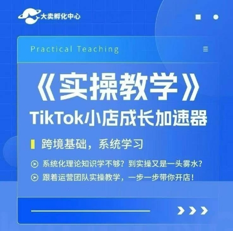 大卖家孵化中心TikTok实操课，TikTok小店成长加速器，跨境基础系统学习，一步一步带你开店-hcnxn