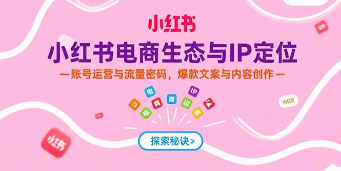 小红书电商生态与IP定位，账号运营与流量密码，爆款文案与内容创作-hcnxn