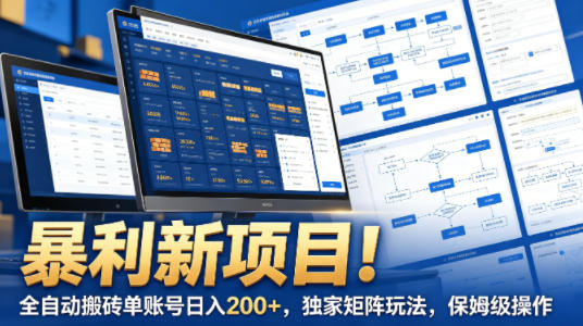 暴利新项目！全自动搬砖单账号日入200+，独家矩阵玩法，保姆级操作【揭秘】-hcnxn