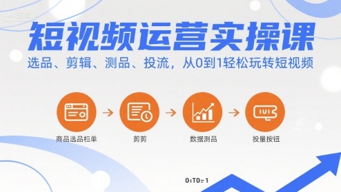 短视频运营实操课，选品、剪辑、测品、投流，从0到1轻松玩转短视频-hcnxn