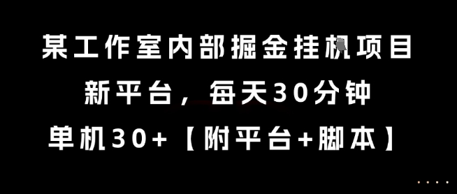 某工作室内部掘金挂G项目，新平台，每天30分钟，单机30+【揭秘】-hcnxn