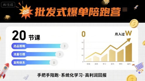 批发式爆单陪跑营，20节课带你实现批发式爆单，带你经松月入过W-hcnxn